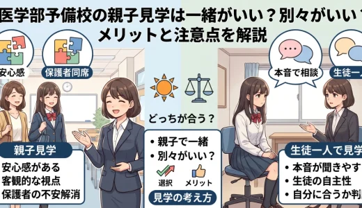 医学部予備校の親子見学は一緒がいい？別々がいい？メリットと注意点を解説