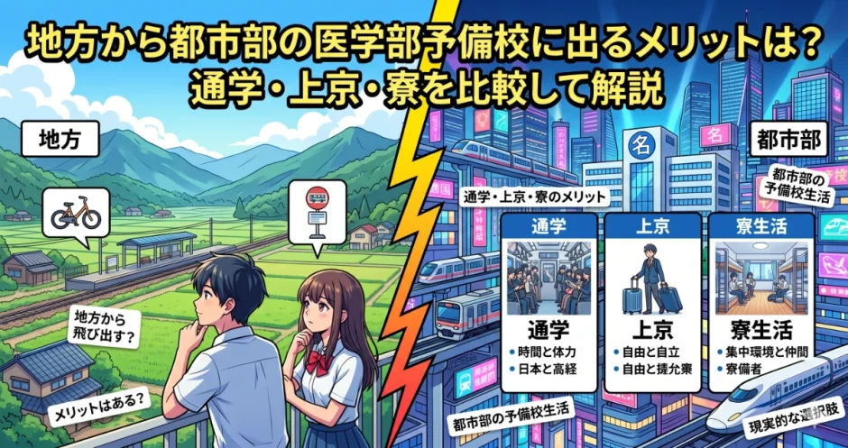 地方から都市部の医学部予備校に出るメリットは？通学・上京・寮を比較して解説