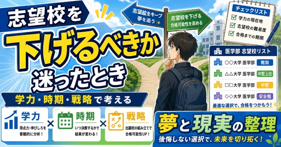 医学部受験で志望校を下げるべきか迷ったときの考え方を解説