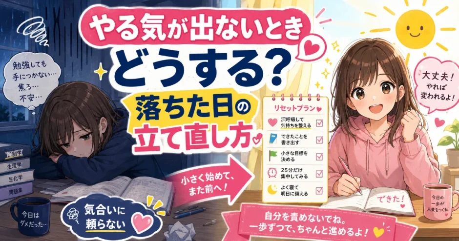 医学部受験でやる気が出ないときどうする？気持ちが落ちた日の立て直し方を解説