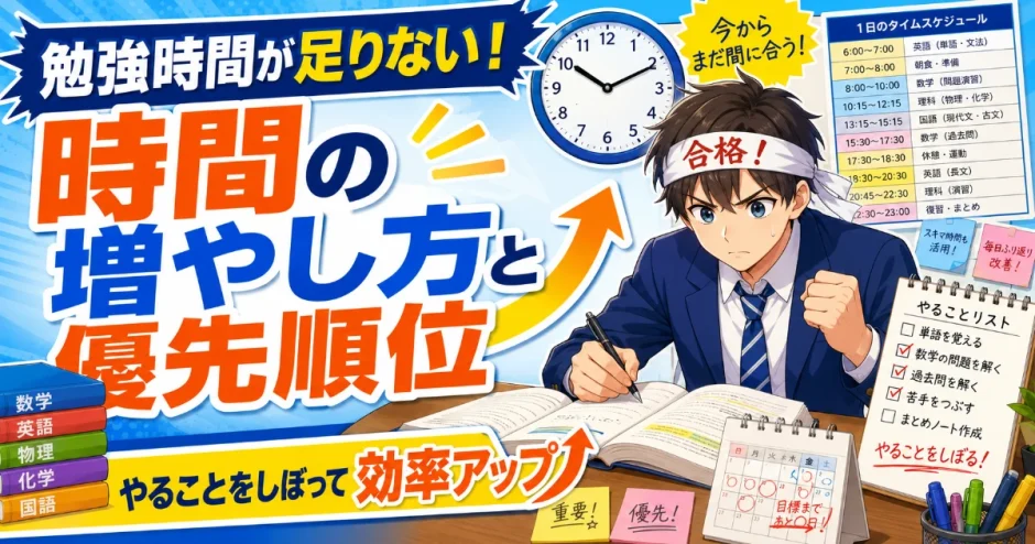 医学部受験で勉強時間が足りない人へ｜時間の増やし方と優先順位を解説