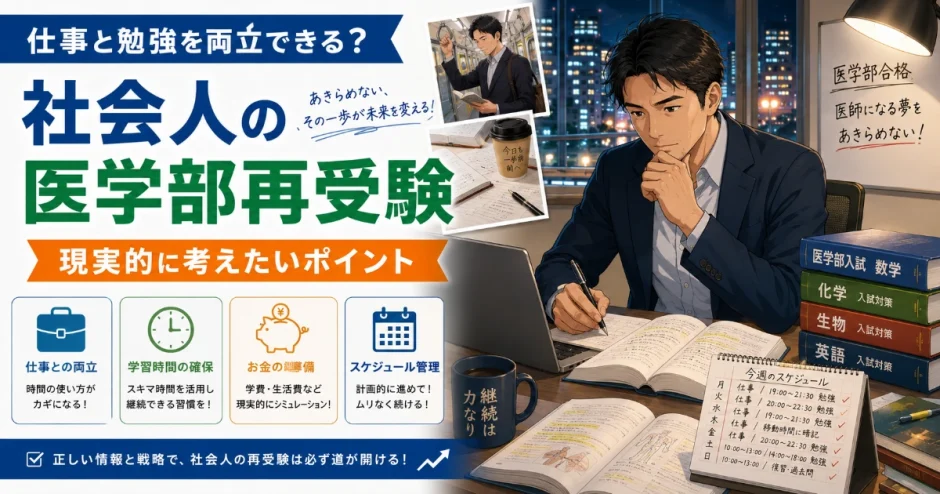 再受験で仕事と勉強を両立できる？社会人が医学部を目指すときの現実を解説