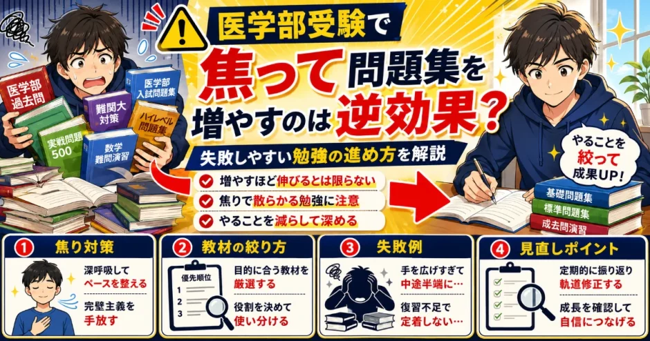 医学部受験で焦って問題集を増やすのは逆効果？失敗しやすい勉強の進め方を解説