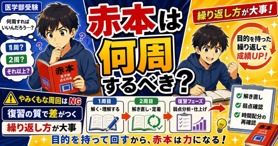 医学部受験で赤本は何周するべき？繰り返し方を間違えないための考え方を解説