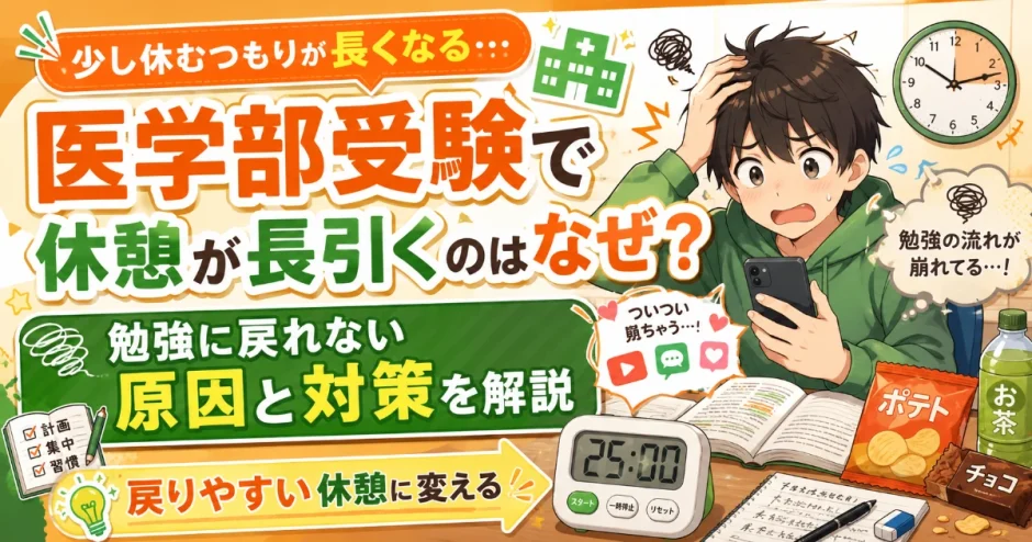 医学部受験で休憩が長引くのはなぜ？勉強に戻れない原因と対策を解説