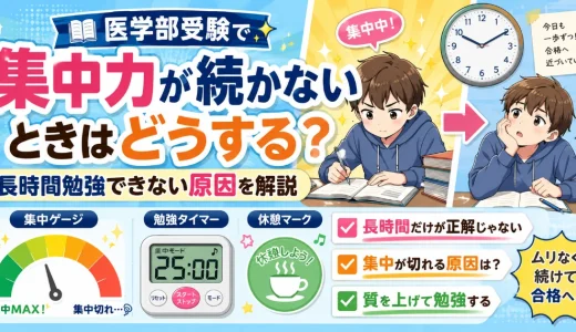 医学部受験で集中力が続かないときはどうする？長時間勉強できない原因を解説