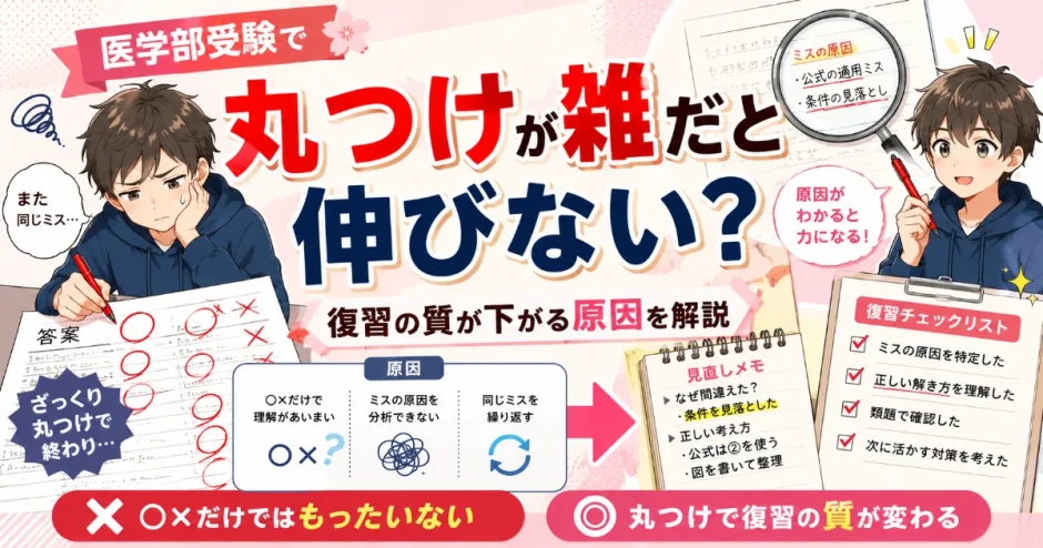 医学部受験で丸つけが雑だと伸びない？復習の質が下がる原因を解説