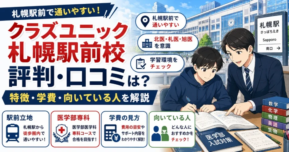 クラズユニック札幌駅前校の評判・口コミは？特徴・学費・向いている人を解説