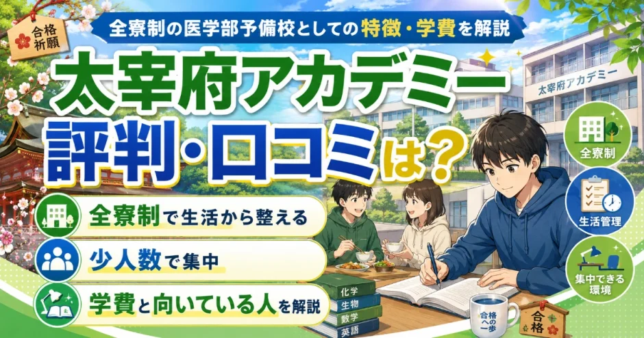 太宰府アカデミーの評判・口コミは？全寮制の医学部予備校としての特徴・学費を解説