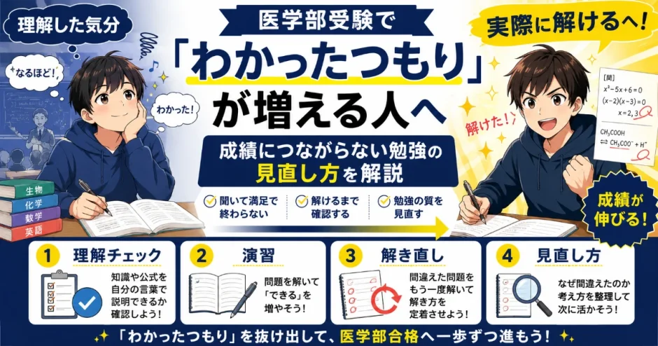 医学部受験で『わかったつもり』が増える人へ｜成績につながらない勉強の見直し方を解説