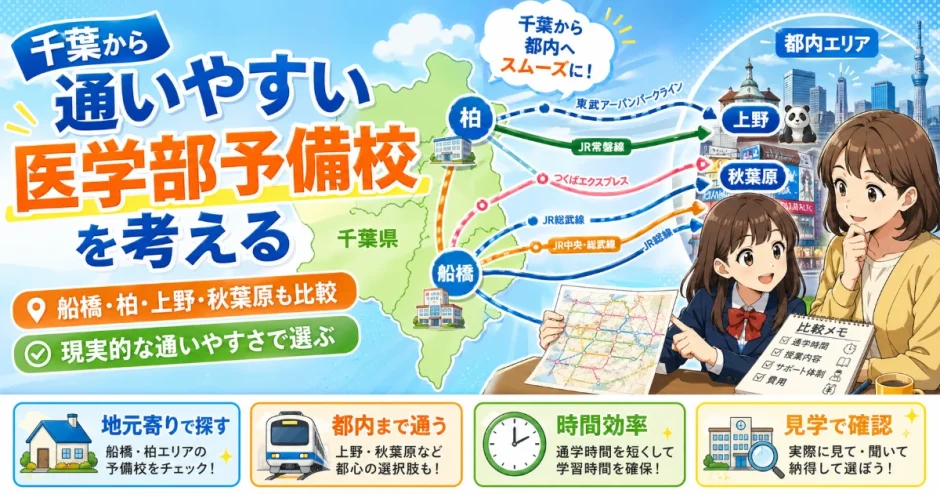 千葉県から通いやすい医学部予備校は？船橋・柏・都内通学も含めて解説