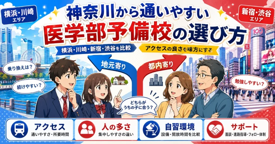 神奈川県から通いやすい医学部予備校は？横浜・川崎・都内での考え方を解説