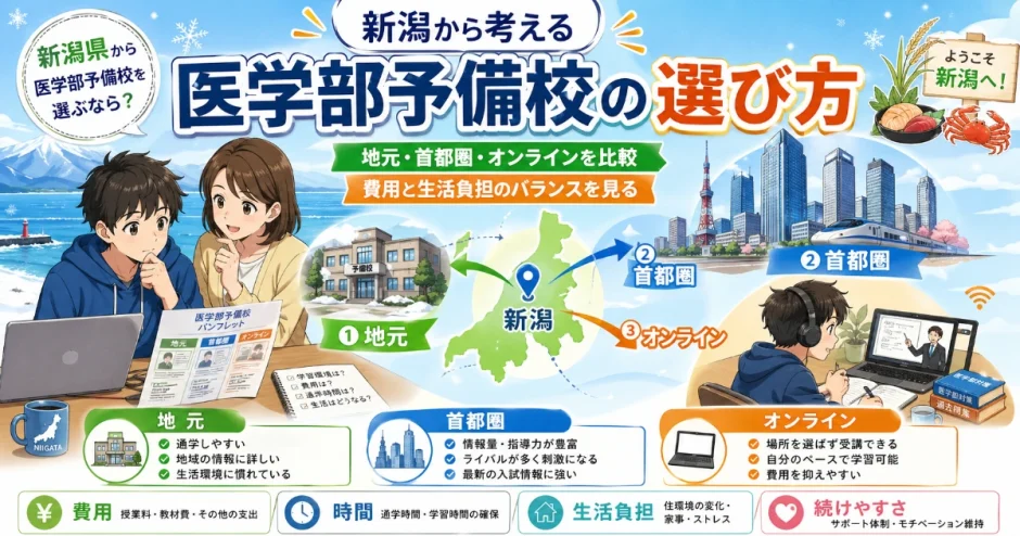 新潟県から医学部予備校を選ぶなら？地元・首都圏・オンラインの考え方を解説