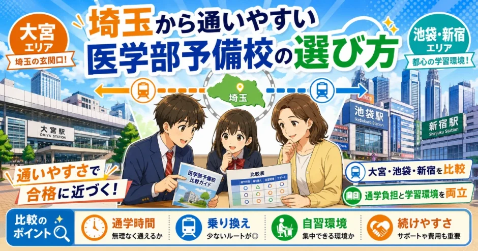 埼玉県から通いやすい医学部予備校は？大宮・池袋も含めて選び方を解説