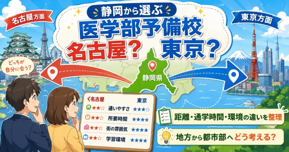 静岡県から医学部予備校を選ぶなら？名古屋と東京どちらを考えるべきか解説