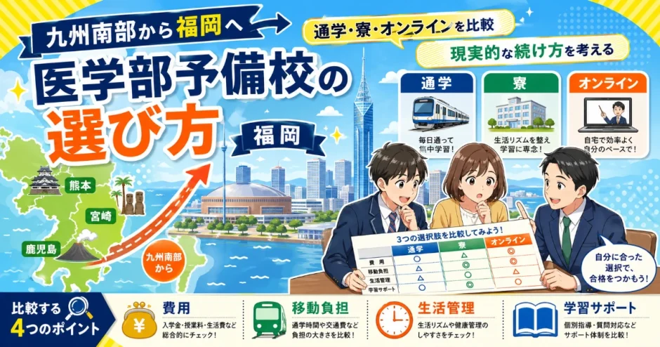 九州南部から福岡の医学部予備校を選ぶなら？通学・寮・オンラインで解説