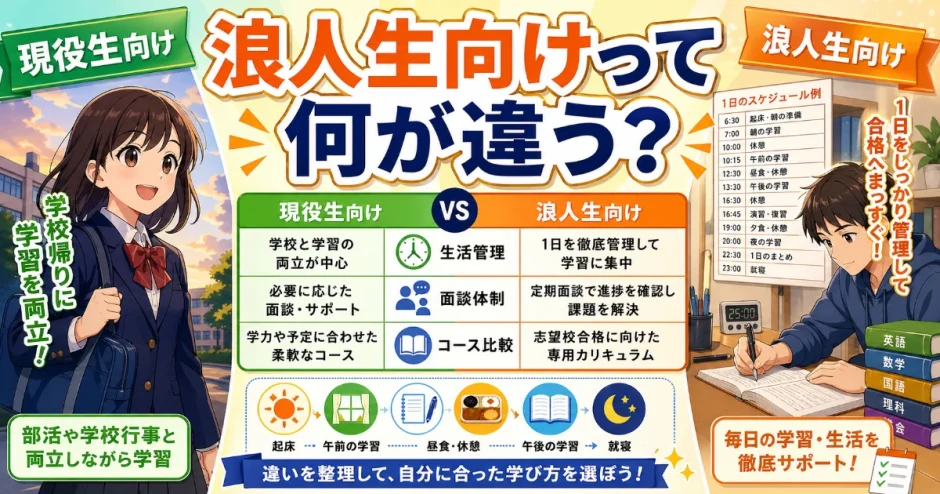 医学部予備校の「浪人生向け」とは何が違う？現役生向けとの差を解説