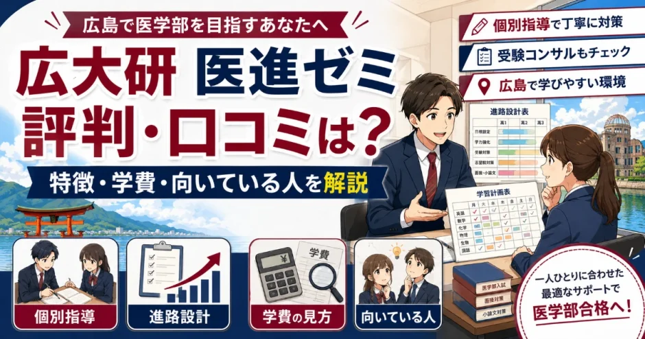 広大研 医進ゼミの評判・口コミは？特徴・学費・向いている人を解説