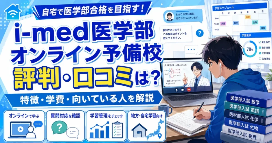 i-med医学部オンライン予備校の評判・口コミは？特徴・学費・向いている人を解説