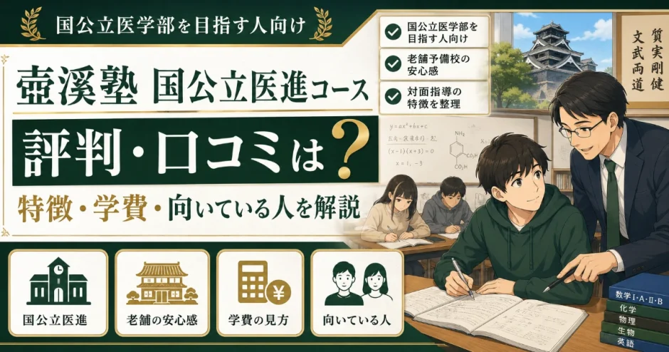 壺溪塾 国公立医進コースの評判・口コミは？特徴・学費・向いている人を解説