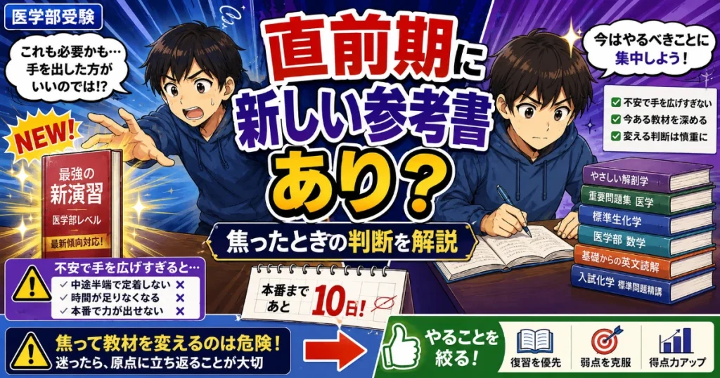 医学部受験で直前期に新しい参考書へ手を出していい？焦ったときの判断