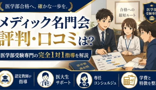 MEDIC名門会の評判・口コミは？医学部受験専門の完全1対1指導の特徴を解説