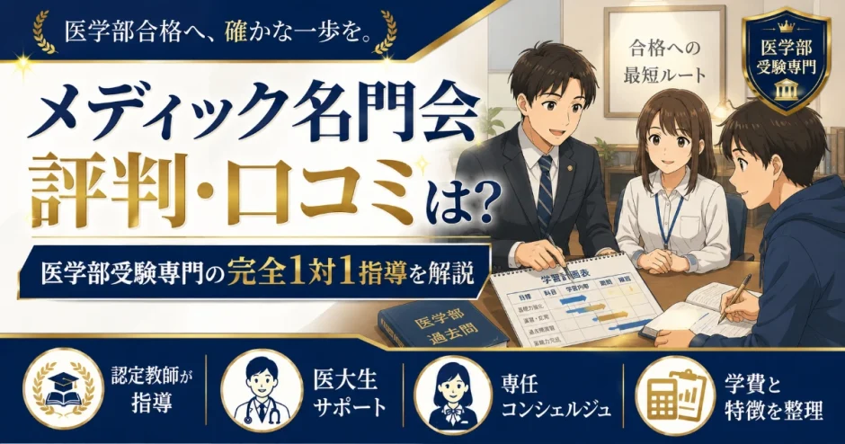 MEDIC名門会の評判・口コミは？医学部受験専門の完全1対1指導の特徴を解説