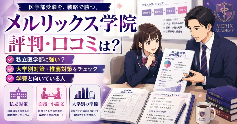 メルリックス学院の評判・口コミは？医学部予備校としての特徴・学費・私立医学部対策を解説