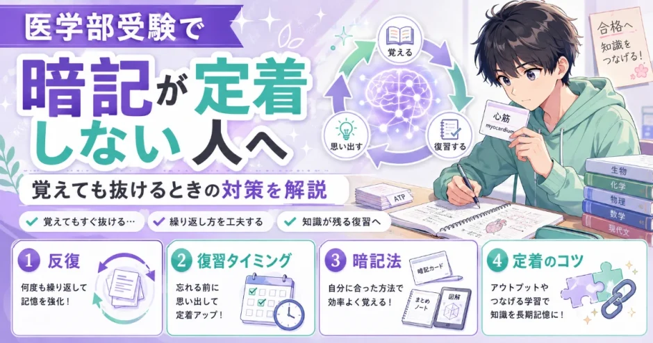 医学部受験で暗記が定着しない人へ｜覚えても抜けるときの対策を解説