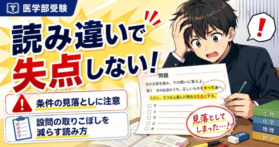 医学部受験で問題文の読み違いが多いのはなぜ？設問の取りこぼしを減らす方法を解説