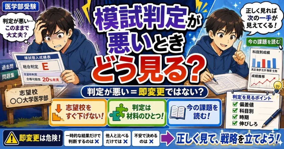 医学部受験で模試判定が悪いとき志望校は下げるべき？判定の見方を解説