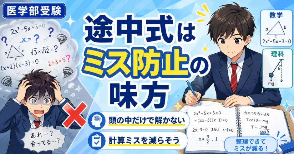 医学部受験で途中式を書かずに解くと危険？ミスが増える理由を解説