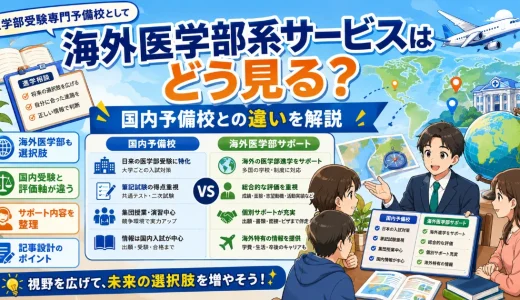 医学部受験専門予備校として海外医学部系サービスを書くなら？国内予備校と違う見方を解説