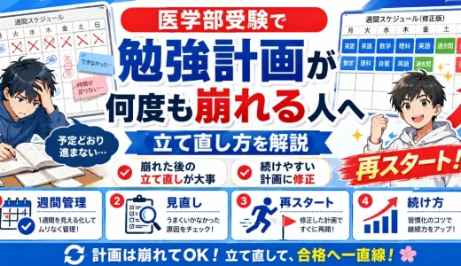 医学部受験で勉強計画が何度も崩れる人へ｜立て直し方を解説