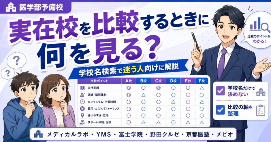 医学部予備校の実在校を比較するときに何を見る？学校名検索で迷う人向けに解説