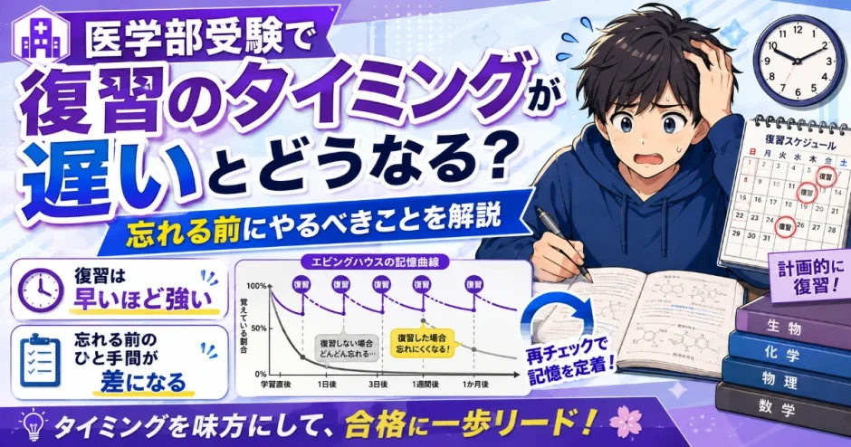医学部受験で復習のタイミングが遅いとどうなる？忘れる前にやるべきことを解説