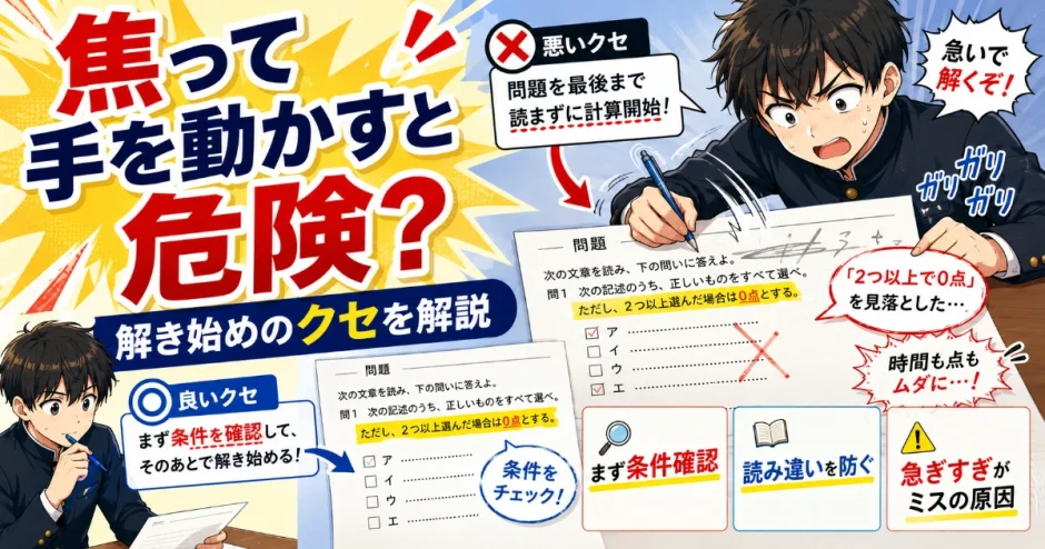 医学部受験で問題を読む前に焦って手を動かすと危険？解き始めのクセを解説