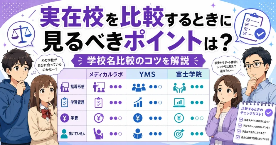 医学部予備校の実在校を比較するときに見るべきポイントは？学校名比較のコツを解説