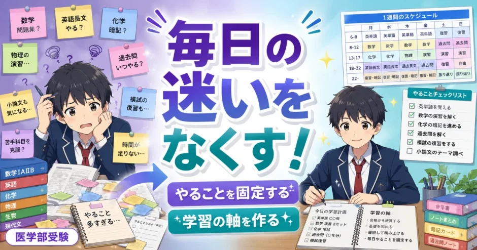 医学部受験で勉強の優先順位が毎日ぶれるのはなぜ？やることを固定する考え方を解説