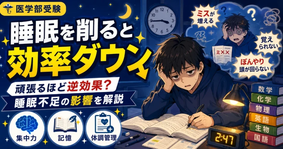 医学部受験で睡眠を削って勉強するとどうなる？効率が落ちる理由を解説