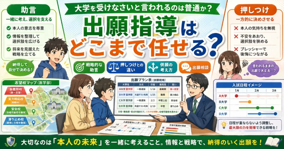 医学部予備校の「大学を受けなさい」と言われるのは普通？出願指導の考え方を解説