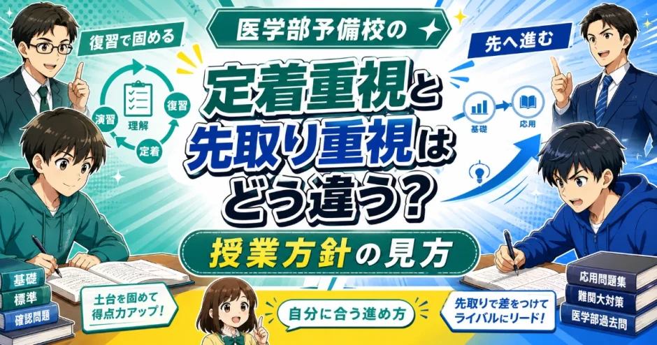 医学部予備校の「定着重視」と「先取り重視」はどう違う？授業方針の見方を解説