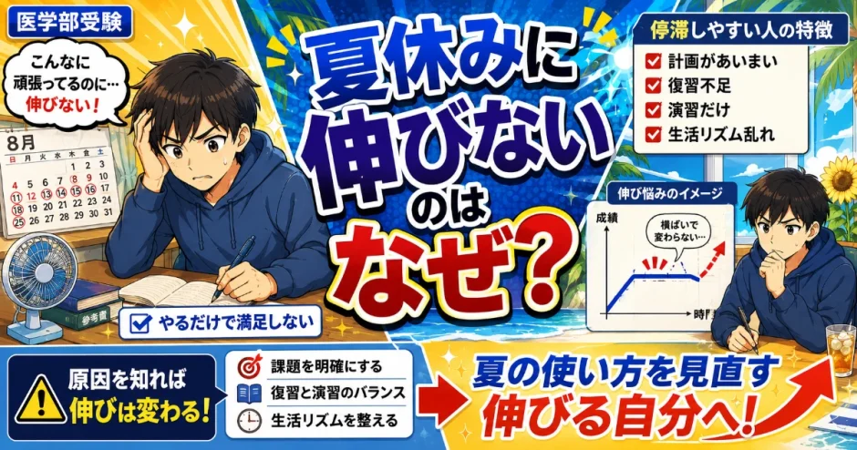 医学部受験で夏休みに思うように伸びないのはなぜ？停滞しやすい人の特徴を解説