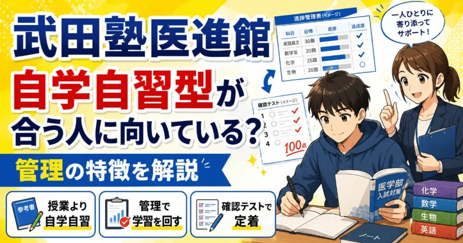 武田塾医進館は自学自習型が合う人に向いている？管理の特徴を解説