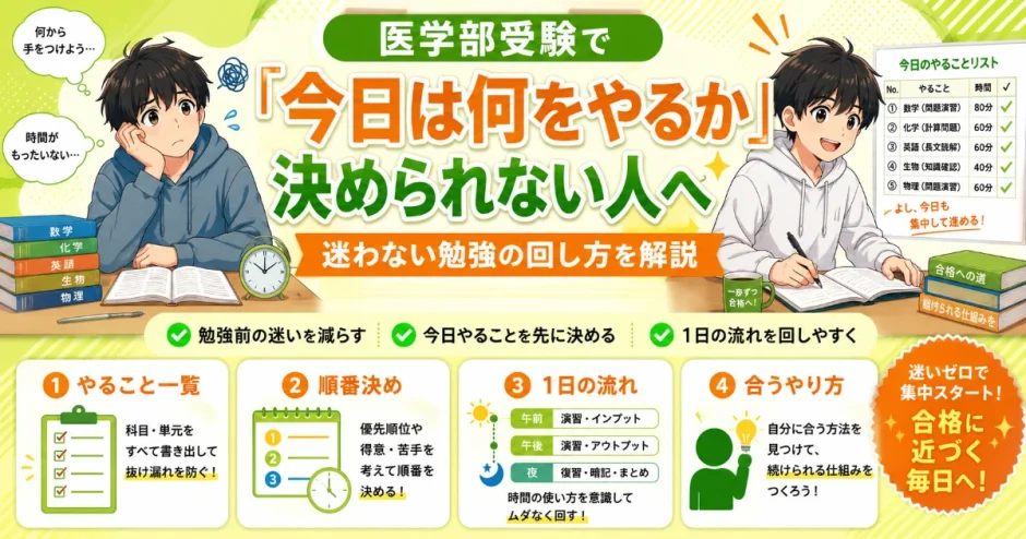 医学部受験で『今日は何をやるか』決められない人へ｜迷わない勉強の回し方を解説