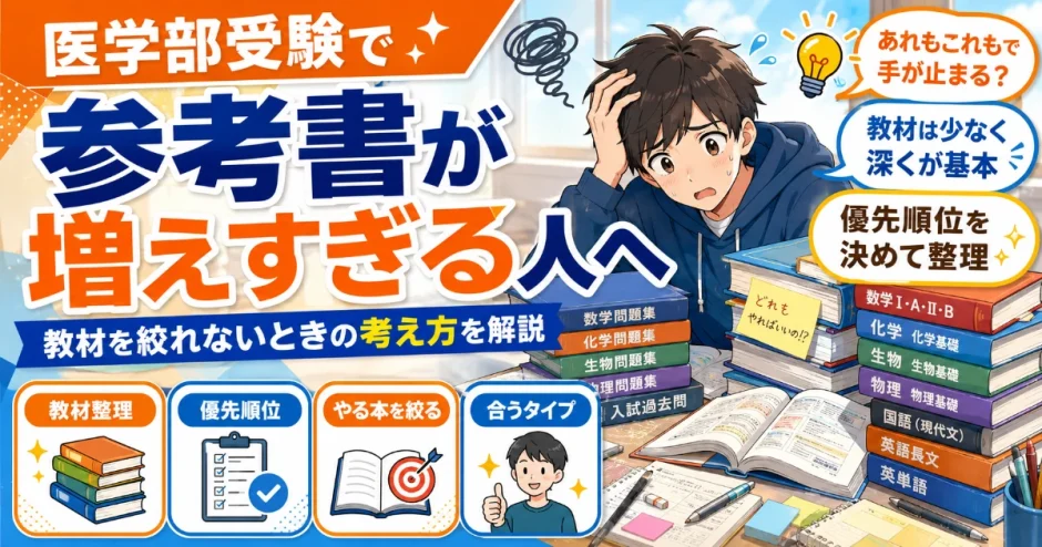 医学部受験で参考書が増えすぎる人へ｜教材を絞れないときの考え方を解説