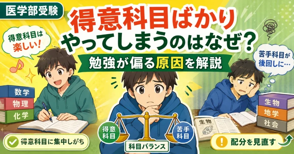 医学部受験で得意科目ばかりやってしまうのはなぜ？勉強が偏る原因を解説