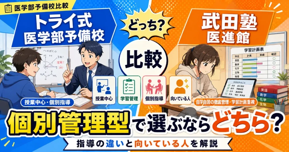 トライ式医学部予備校と武田塾医進館を比較｜個別管理型で選ぶならどちら？
