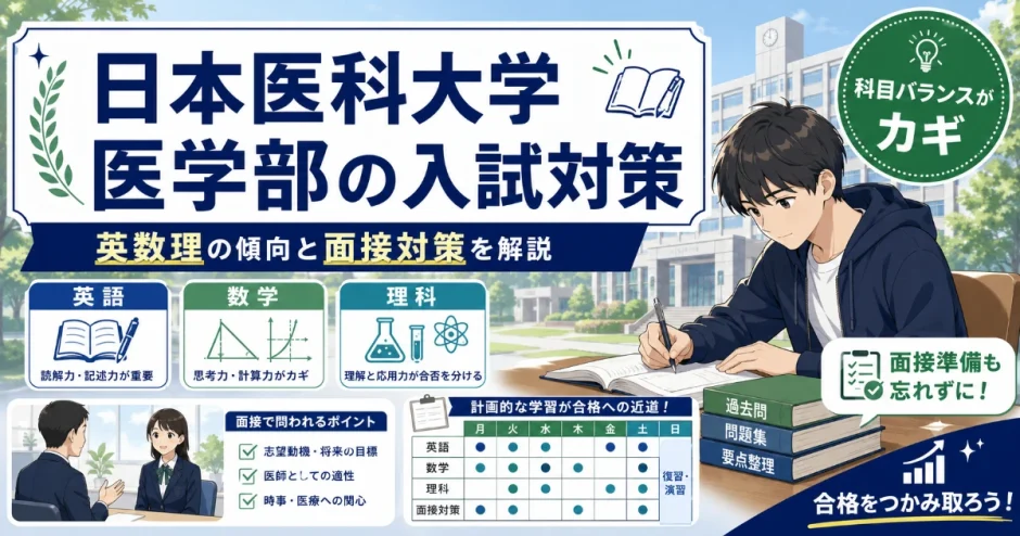 日本医科大学 医学部の入試対策｜英数理の傾向と面接対策を解説