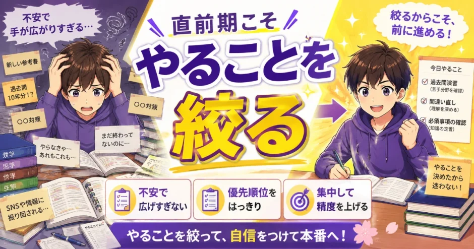 医学部受験で本番が近づくほど手が広がるのはなぜ？やることを絞る考え方を解説